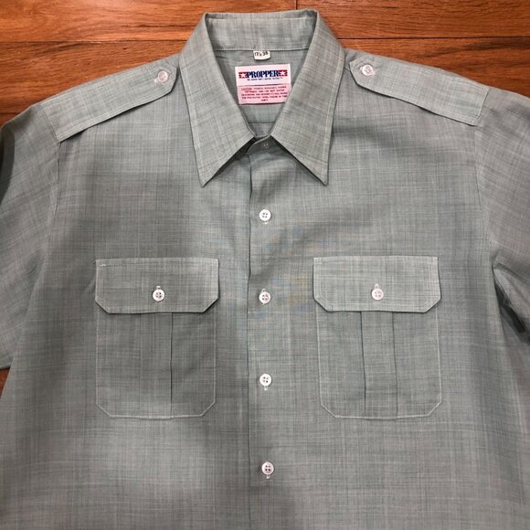 Propper Wool Blend Tactical Button Down Shirt Light Green Size 17.5" x 36" - Picture 3 of 5